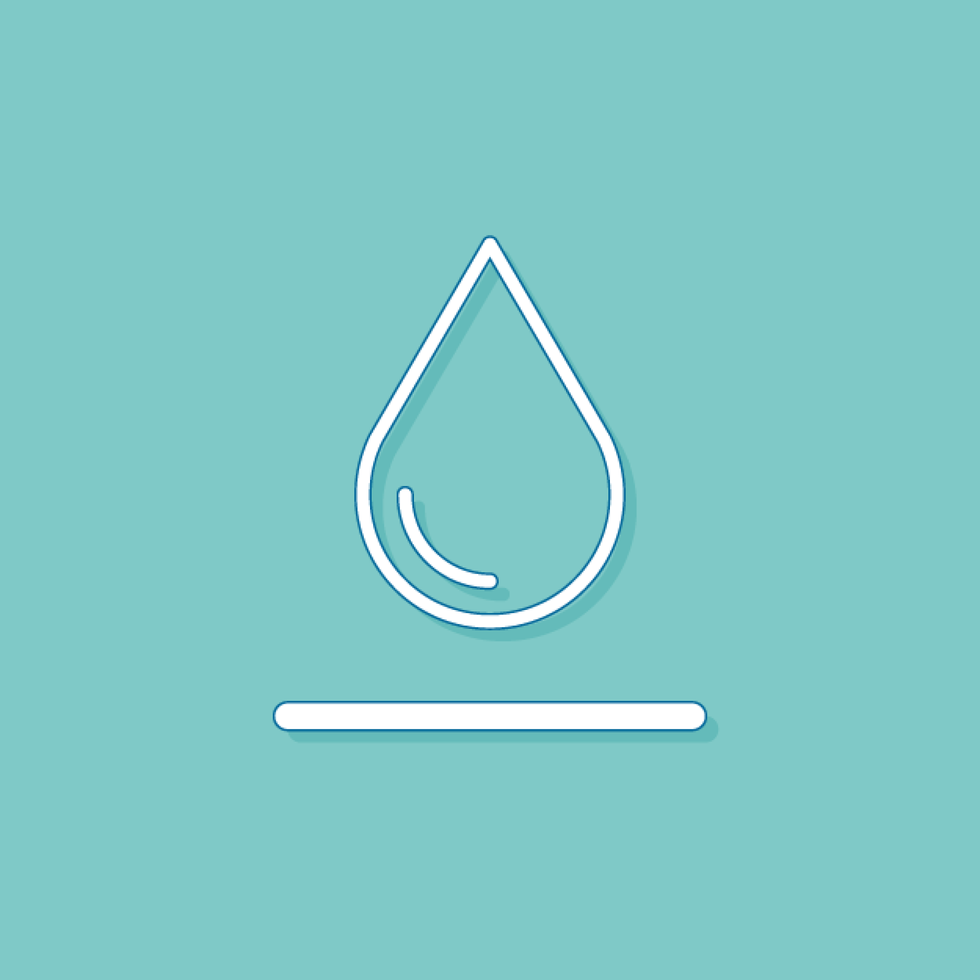 Icoon van een waterdruppel op een mintgroene achtergrond.